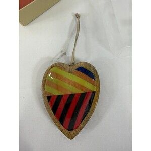 Demdaco + ArtLifting Original Art Open Heart Abstract Hanging Wooden Ornament